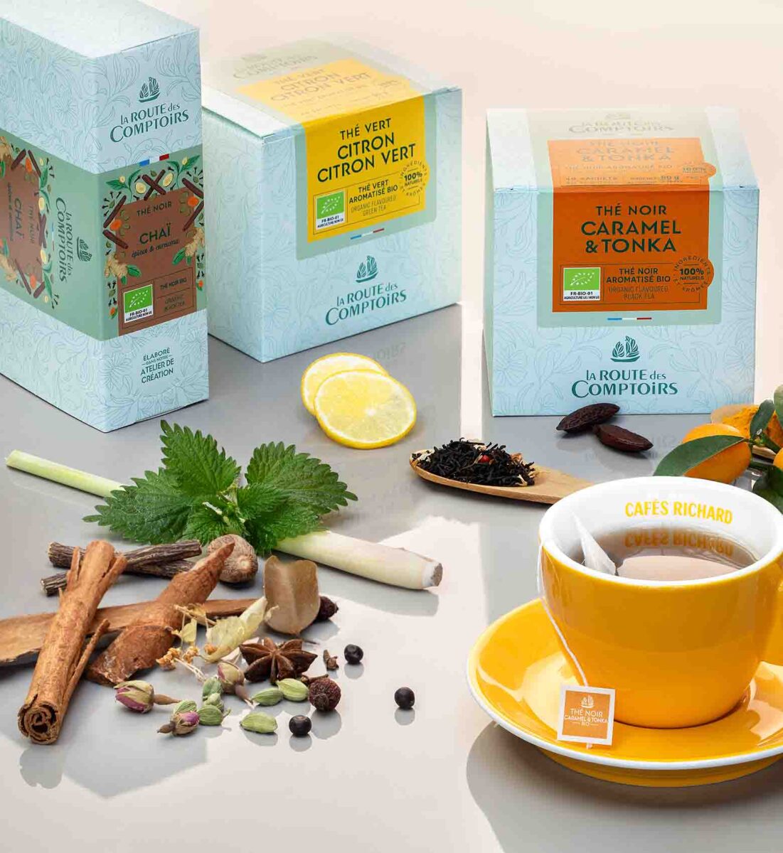 la route des comptoirs thé et tisane pour le bureau, entreprise, salle de pause cafeteria