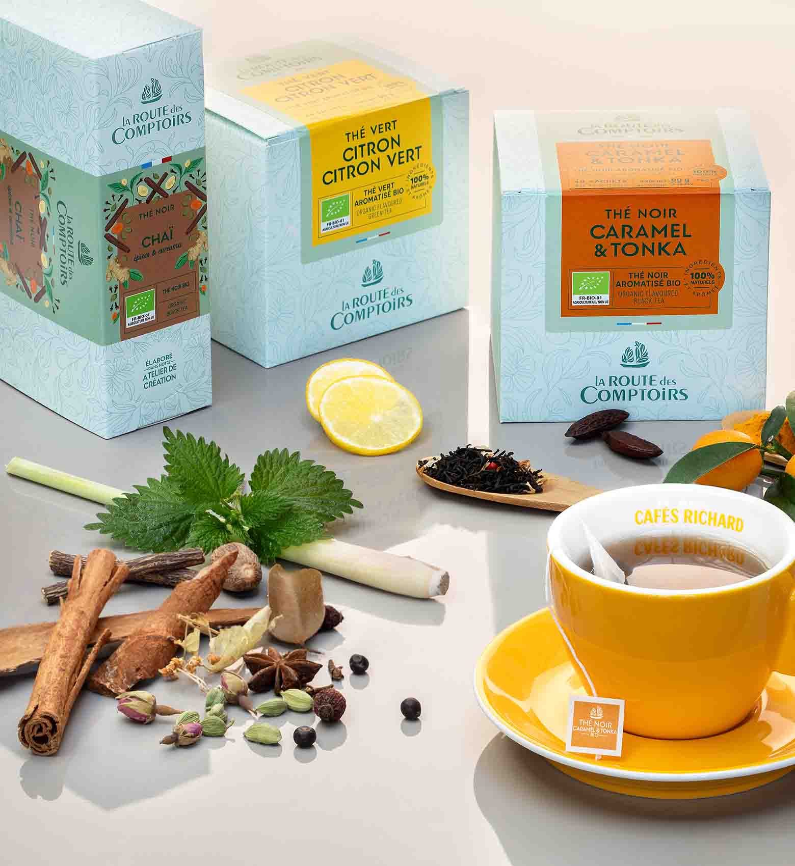 la route des comptoirs thé et tisane pour le bureau, entreprise, salle de pause cafeteria